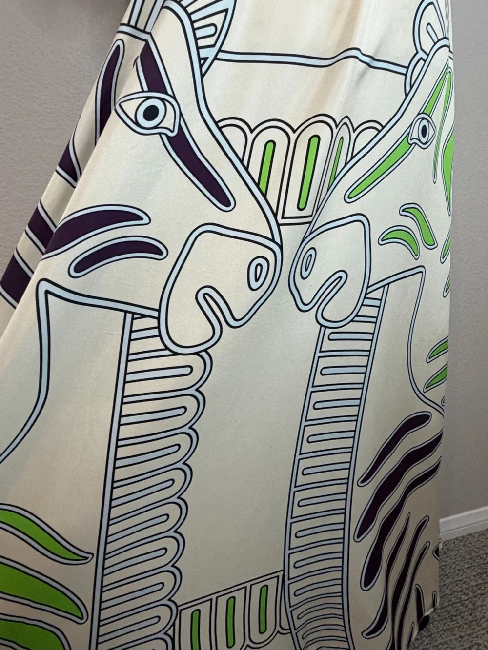 Tory Burch Printed Silk Twill Shirtdress Ivory Zebra Motif Midi Dress Sz 8